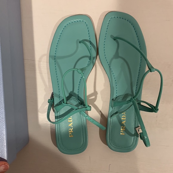 New Prada sandals authentic size 40 turquoise - Picture 2 of 4
